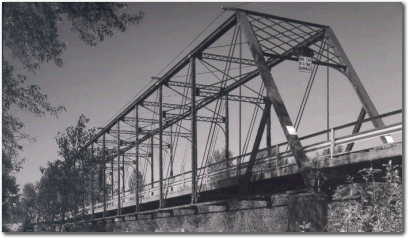 black and white image of Flathead River Bridge (Old Steel Bridge) bridge