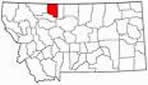 Toole County highlighted on Montana map