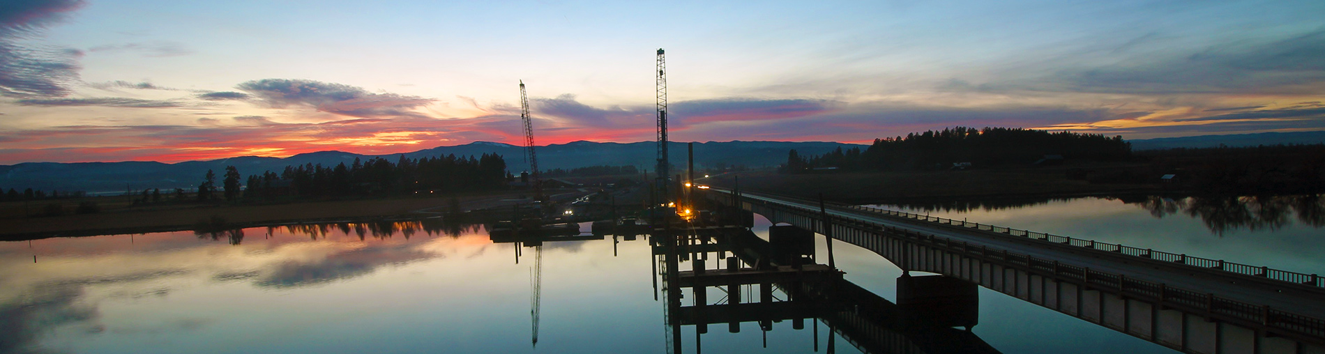 Flathead River Bridge project at sunset