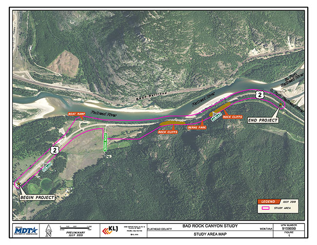US 2 - Badrock Canyon Corridor Planning Study Area Map