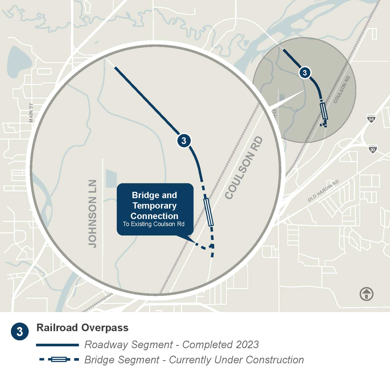 close up Map of Billings Bypass project