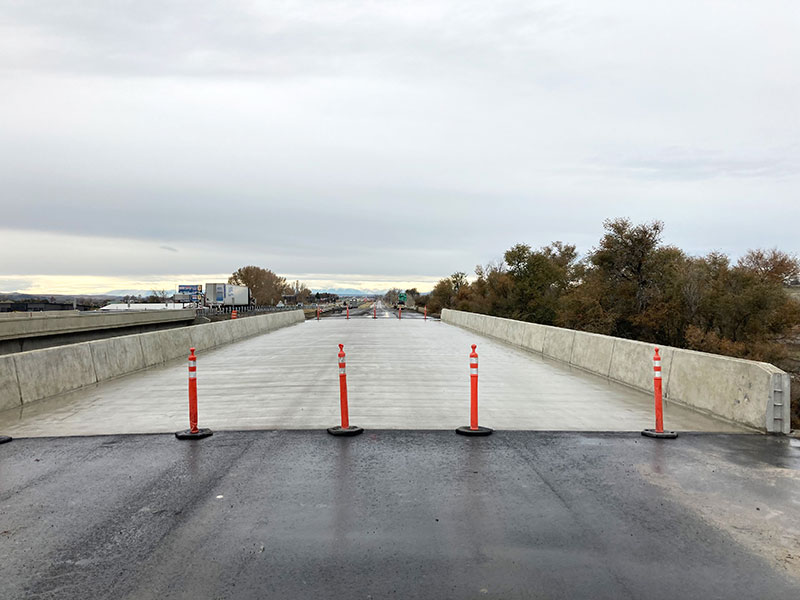 The new, wider westbound bridge deck over South 56th Street West.