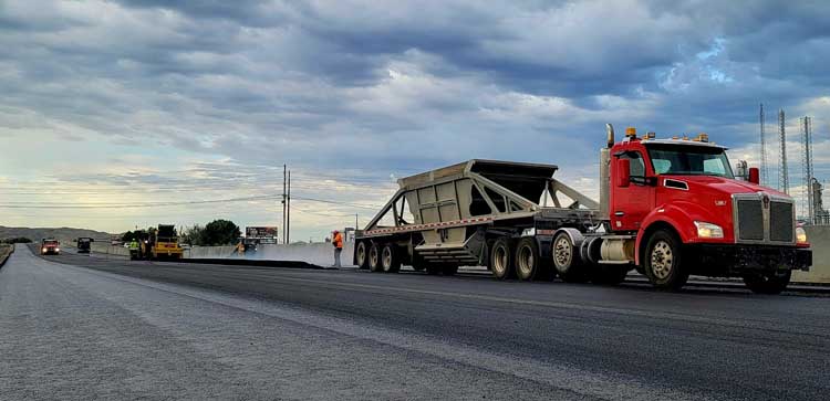 Installing eastbound roadway pavement