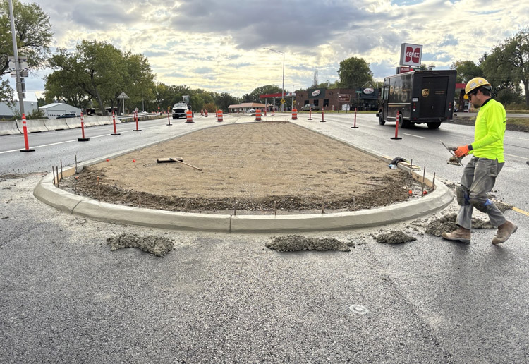 Median curb work at the Lockwood exit