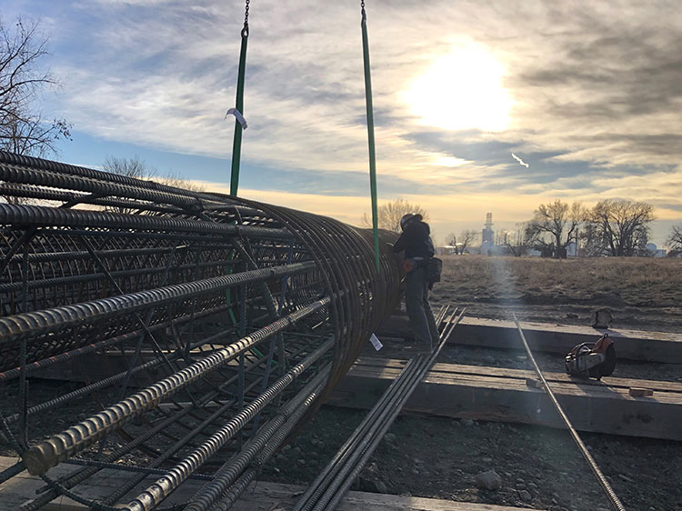 Reinforcing steel for the eastbound bridge drill shafts by Grizzly Steel.