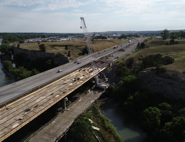 Installation of the eastbound bridge superstructure