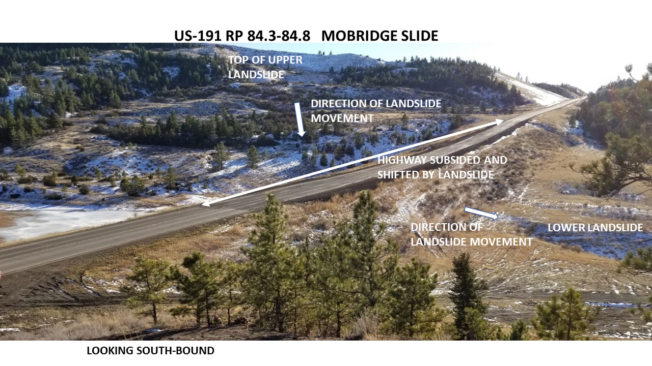 Mobridge Geotechnical Study Mobridge Slide Looking Southbound image