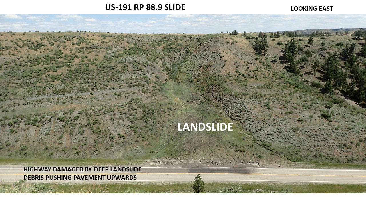 Mobridge Geotechnical Study Mobridge Slide Highway Damage by Deep Landslide and Debris Pushing Pavement Upwards image