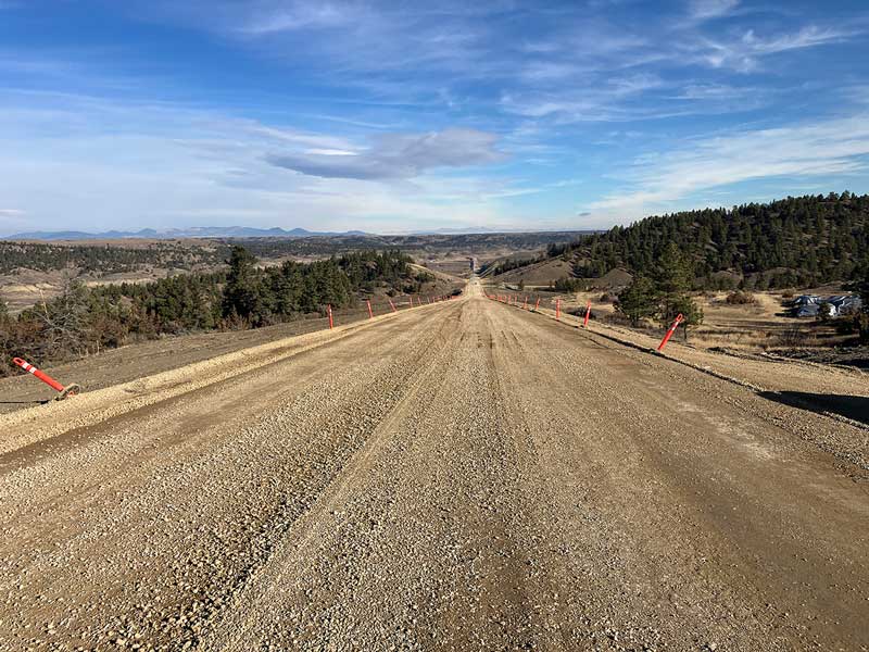The gravel section of US 191 until construction resumes in 2026. November 2025