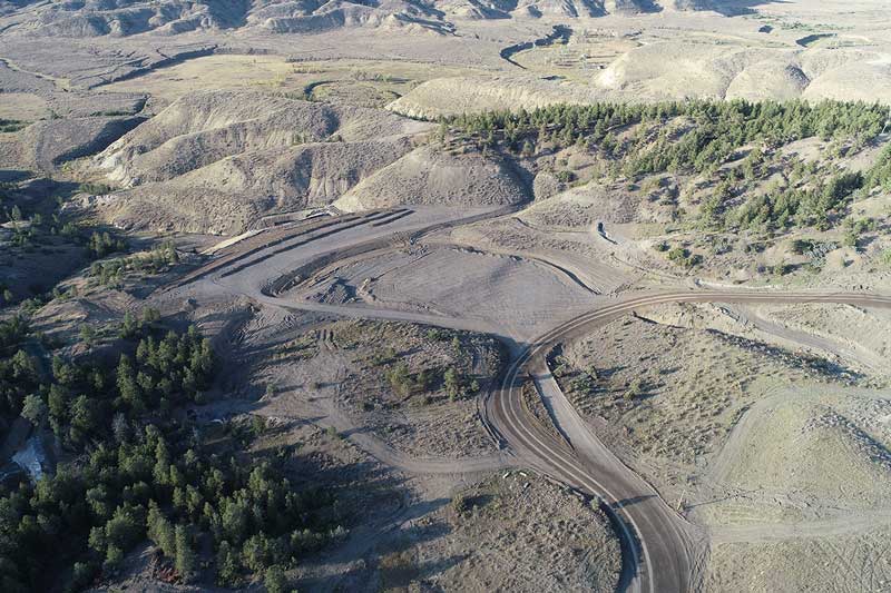 The top portion of the completed toe berm and shear key.