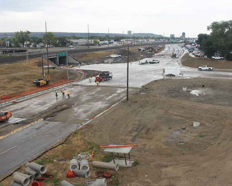 An aerial view of the State Avenue with Underpass Avenue intersection, captured by the project camera.