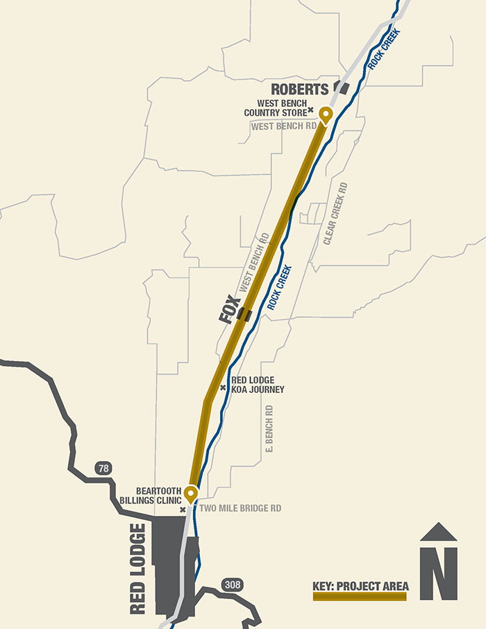 US 212 - Red Lodge to Roberts project map