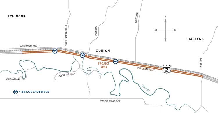 Zurich E&W Roadway Improvements map