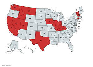 Traffic Safety Culture Transportation Pooled Fund Program Phase 1 red colored states map