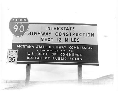 Old I 90 Montana construction sign.