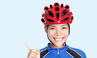 close up of bicyclist with helmet