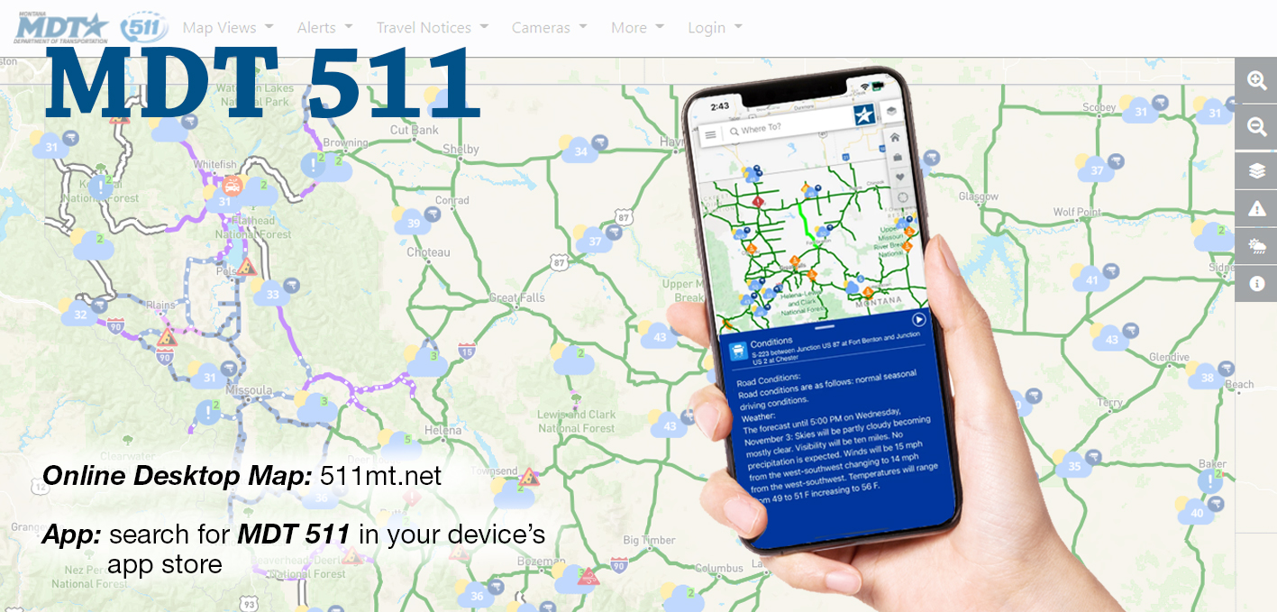 MDT 511 app on cell phone screen overlayed on a screenshot of the desktop app