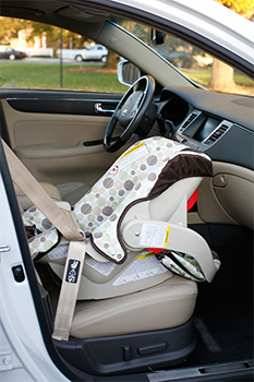 Car seat in improper location