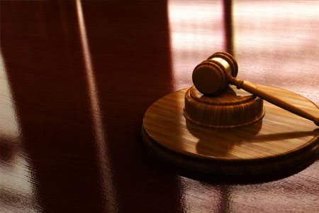 close up of gavel in court room