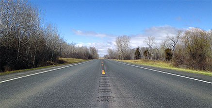 Rumbl strips on a rural roadway